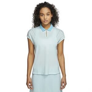 Nike Dri-FIT Ace Jacquard Golf Polo Shirt Icy Blue Laser Cut Sportswear Large L